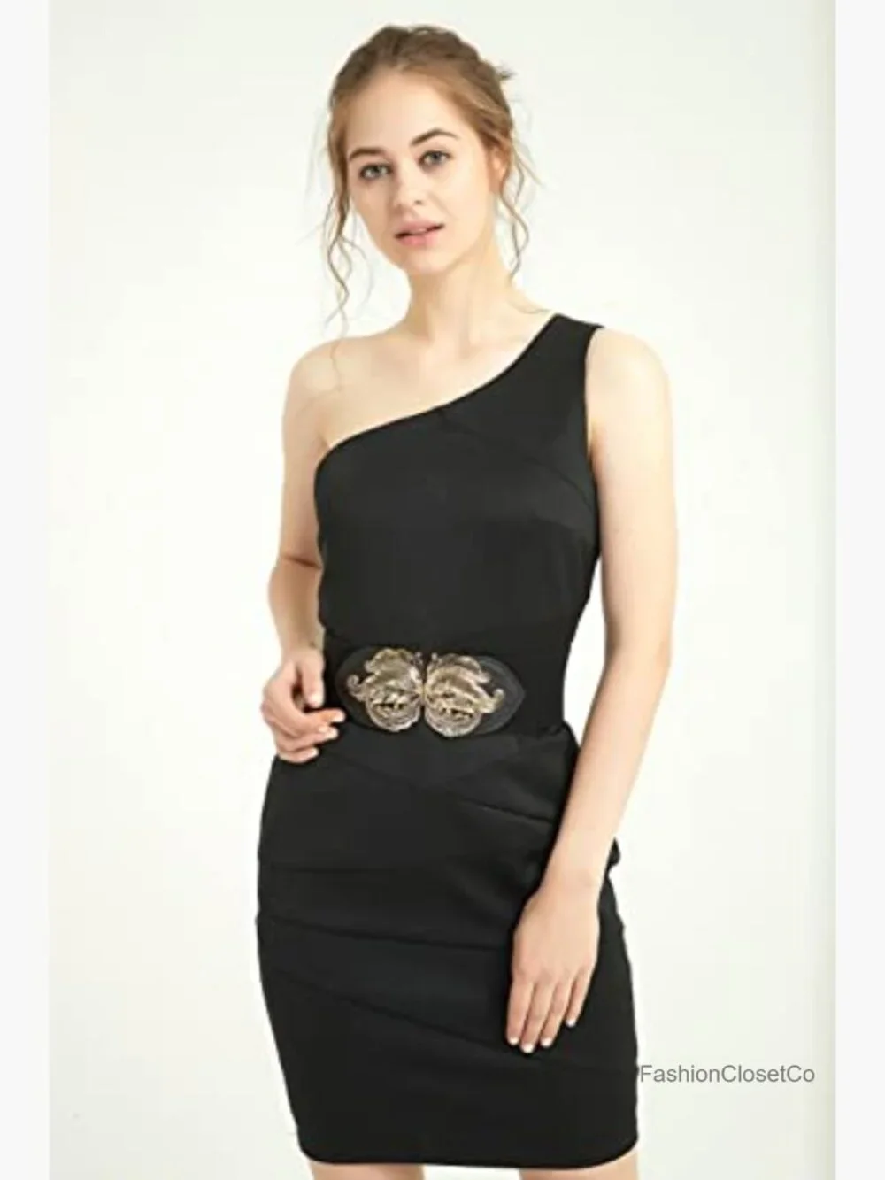 Vintage Stretch Wide Waist Belt with Metal Leaf Buckle